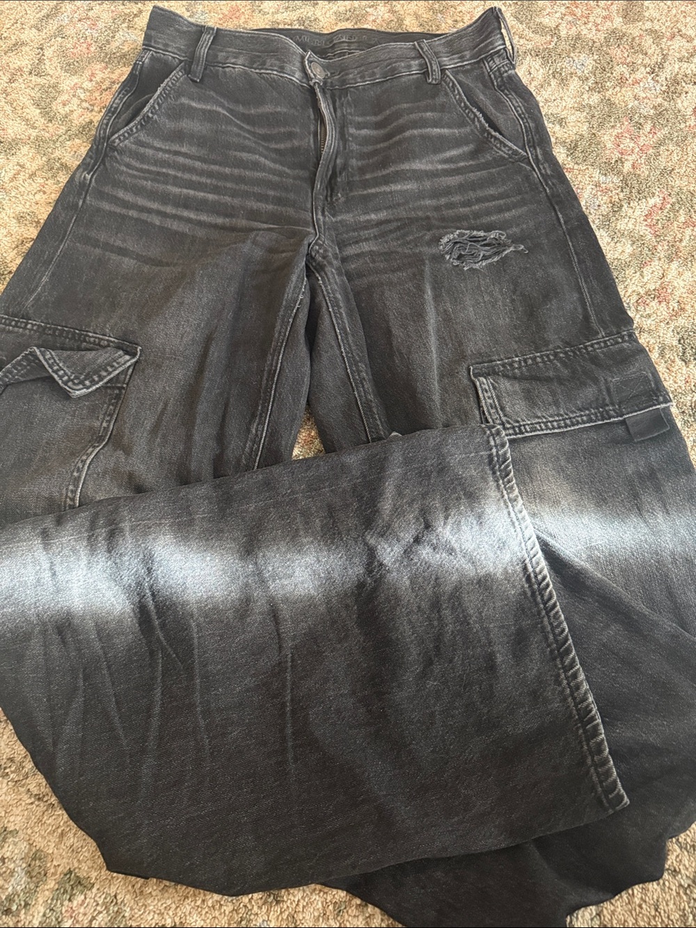 American eagle super high rise baggy wide leg jeans size 2 regular